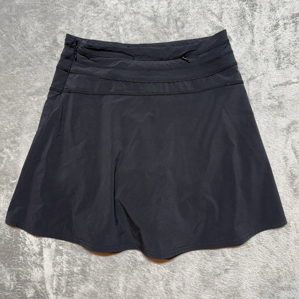 Athleta Black Skirt Size 4 Athletic Skort Pleated Side Zip Pocket Athleisure - Picture 4 of 6